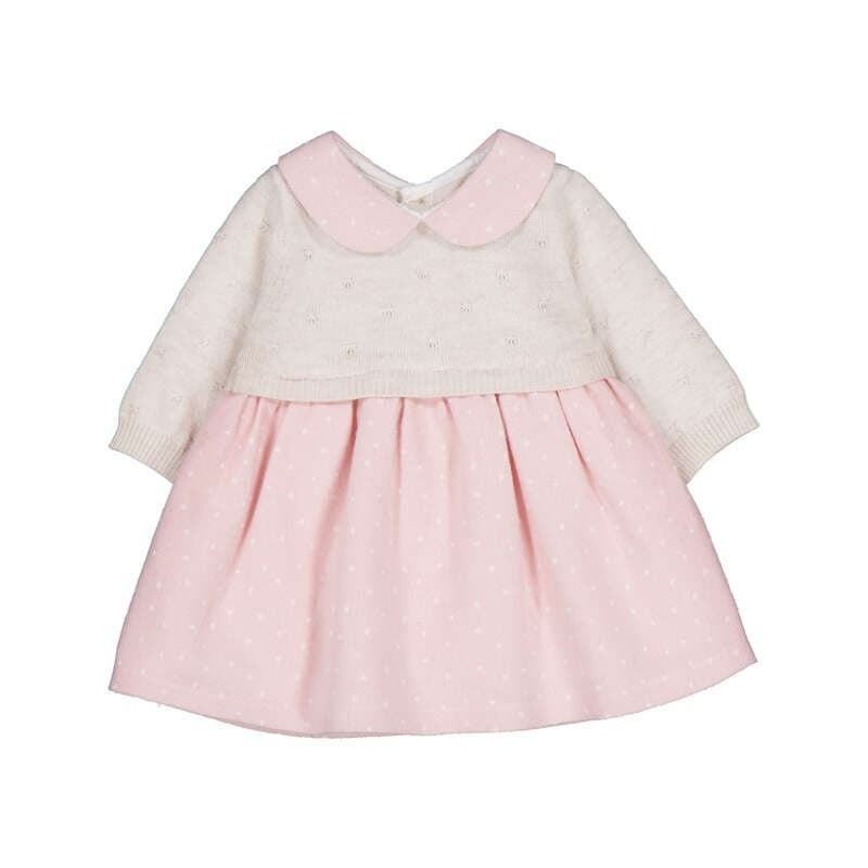 Vestido tricot combinado rosa - Imagen 1