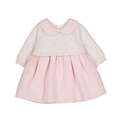 Vestido tricot combinado rosa - Imagen 1