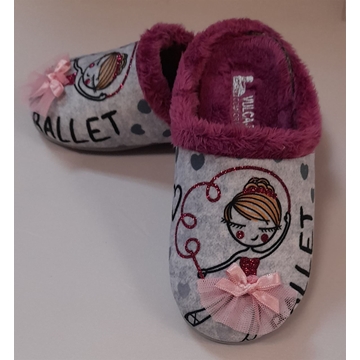 Zapatilla gris/fucsia ballet - Imagen 2