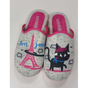 Zapatilla gris y fucsia gato - Imagen 1