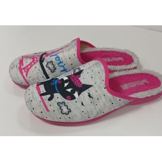 Zapatilla gris y fucsia gato - Imagen 2