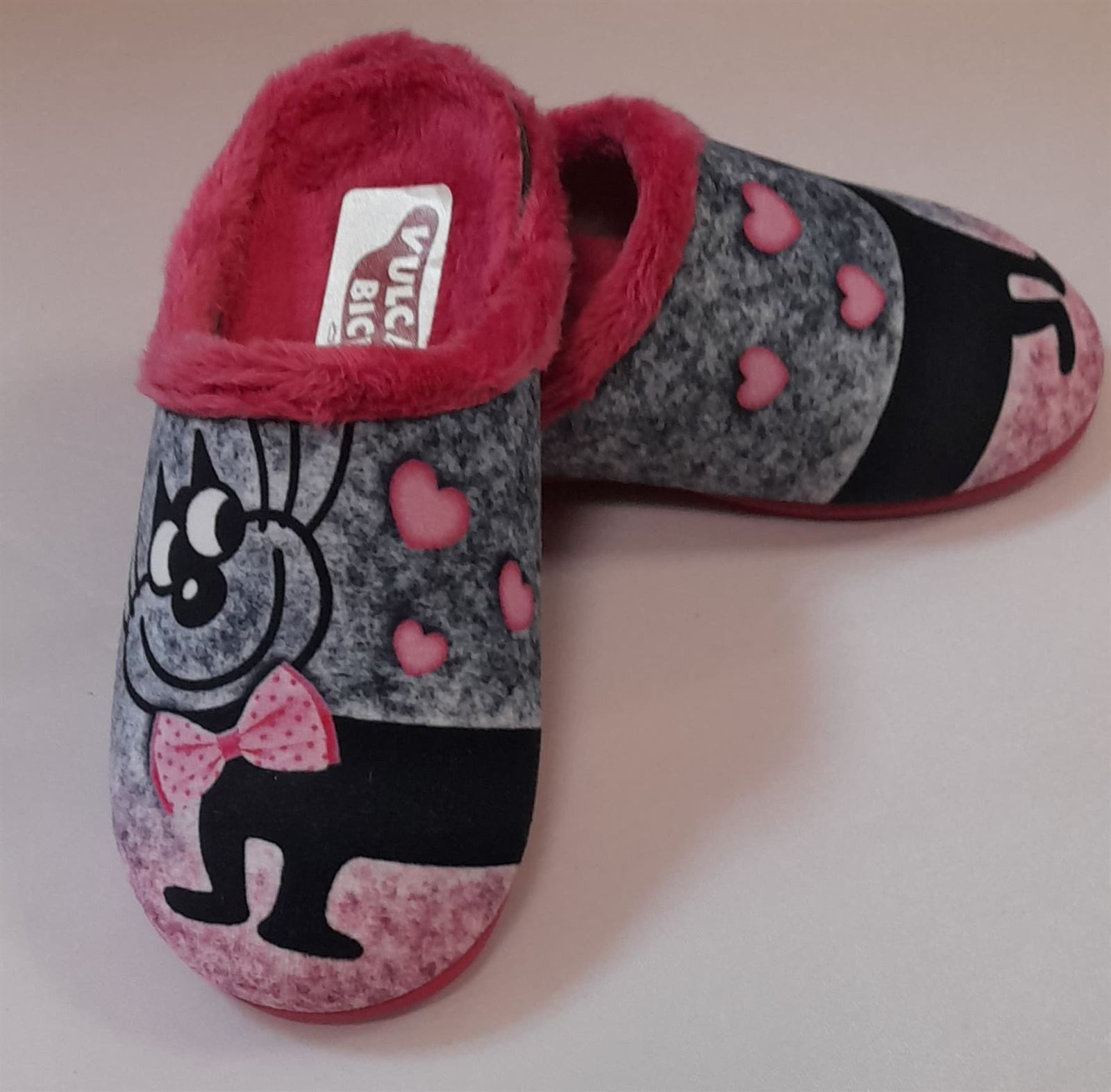 Zapatillas gris/fucsia gatito - Imagen 2